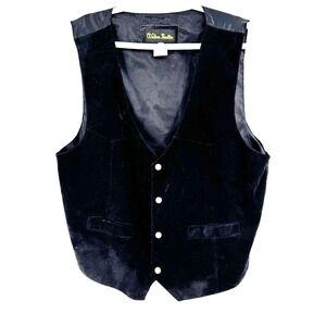 Western‎ Frontier Leather Vest Men's Large Black Suede Landman Cowboy Rockabilly